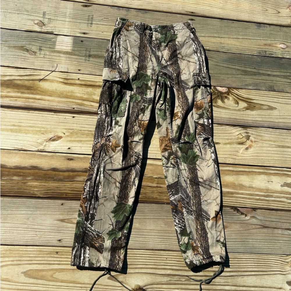 Realtree Camouflage Fabric with Green and Brown